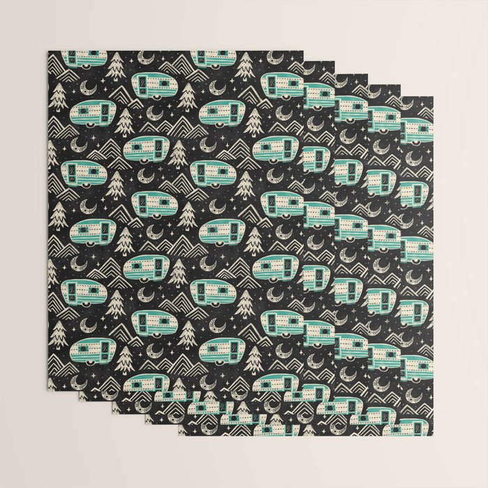 Little Camper - black, cream, and teal Wrapping Paper Gallery Image 3