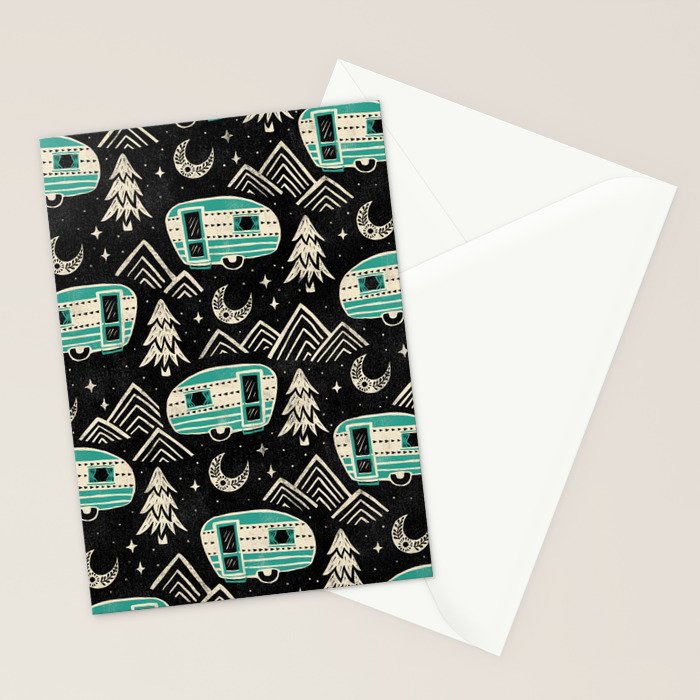 Little Camper - black, cream, and teal Stationery Card Gallery Image 2