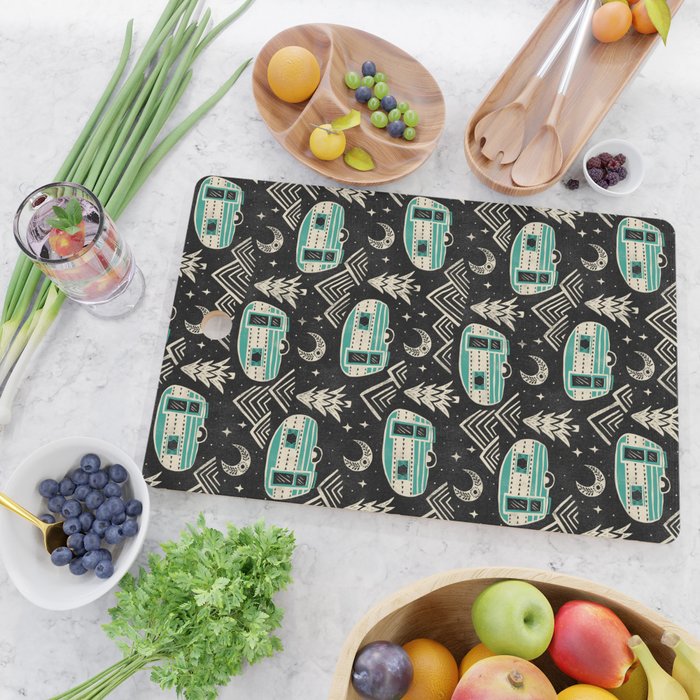 Little Camper - black, cream, and teal Cutting Board Gallery Image 2
