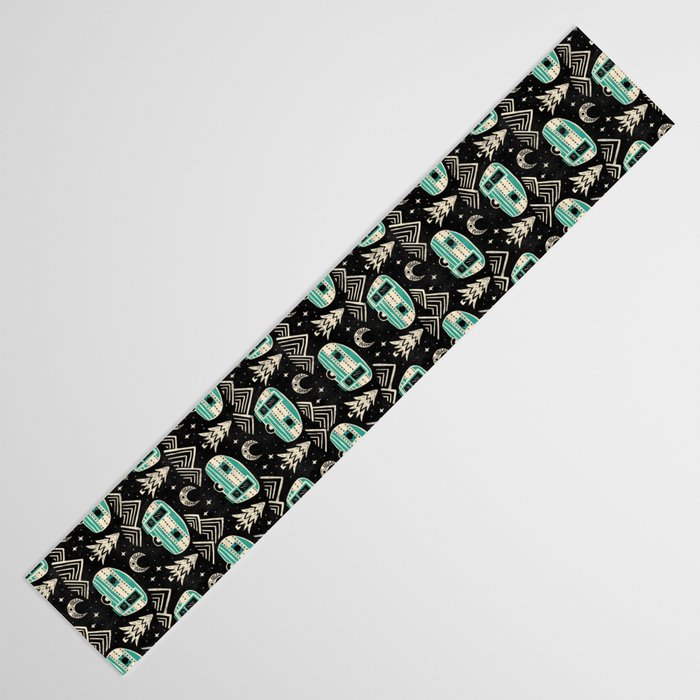 Little Camper - black, cream, and teal Table Runner Gallery Image 3