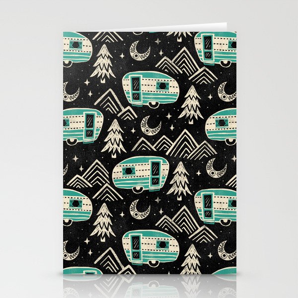 Little Camper - black, cream, and teal Stationery Card Gallery Image 2