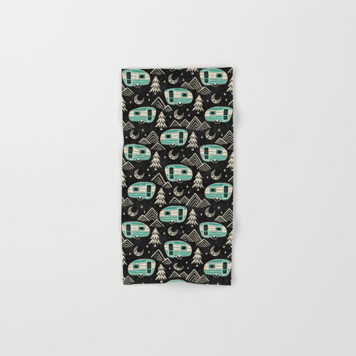 Little Camper - black, cream, and teal Bath Towel Gallery Image 1