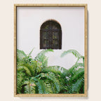 Santo Domingo window | Minimalistic botanical travel photography print | Dominican Republic wall art Serving Tray Gallery Image 1