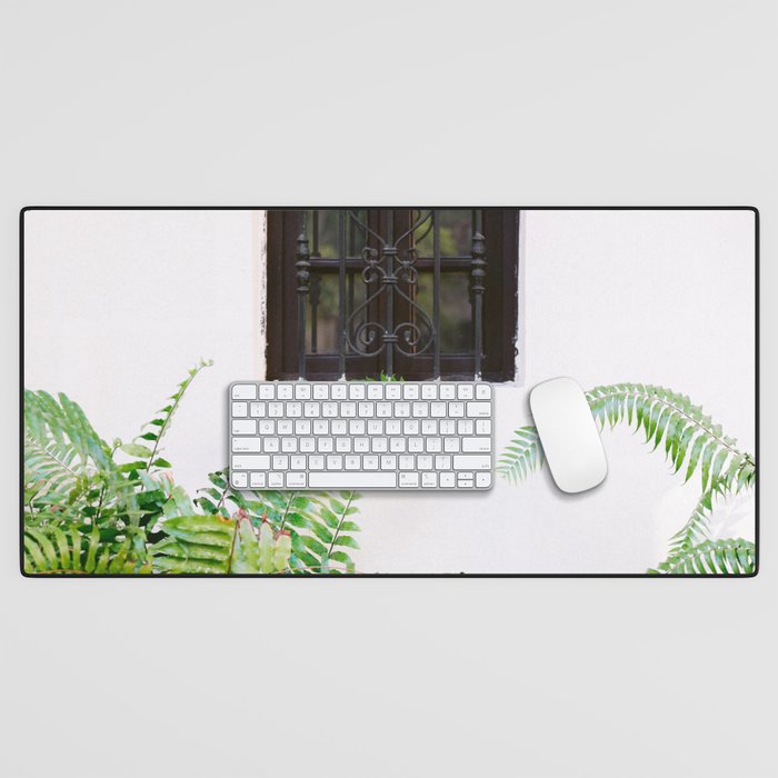 Santo Domingo window | Minimalistic botanical travel photography print | Dominican Republic wall art Desk Mat Gallery Image 1