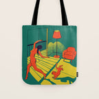 Dancing with the cat | Moody sunset light and shadows Aesthetic Green room Naked dance Femme Fatale  Tote Bag Gallery Image 1