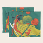 Dancing with the cat | Moody sunset light and shadows Aesthetic Green room Naked dance Femme Fatale  Placemat Gallery Image 1