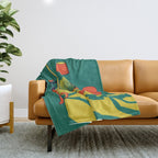 Dancing with the cat | Moody sunset light and shadows Aesthetic Green room Naked dance Femme Fatale  Throw Blanket Gallery Image 1
