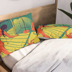 Dancing with the cat | Moody sunset light and shadows Aesthetic Green room Naked dance Femme Fatale  Pillow Sham Gallery Image 2