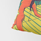 Dancing with the cat | Moody sunset light and shadows Aesthetic Green room Naked dance Femme Fatale  Pillow Sham Gallery Image 4
