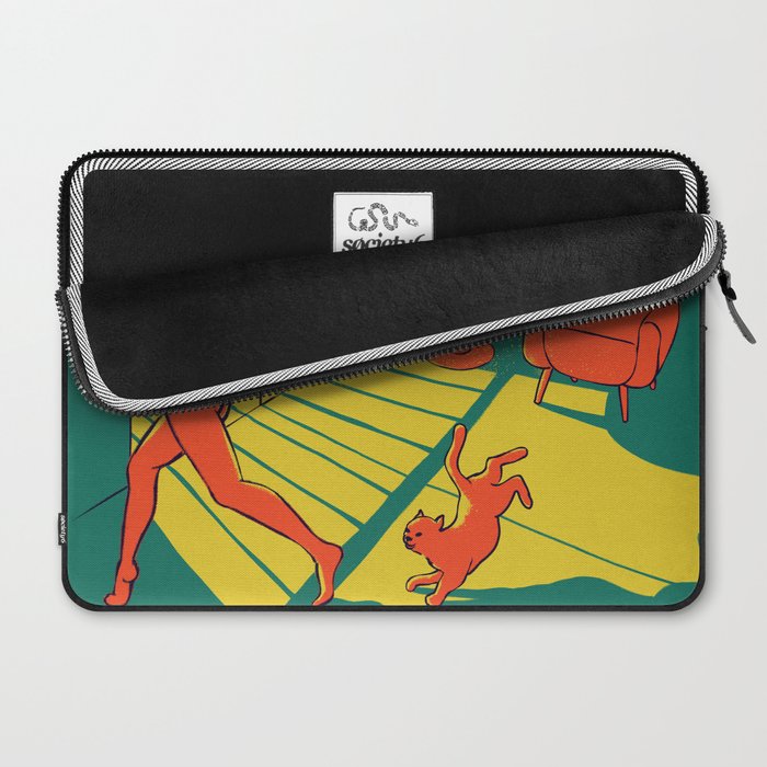 Dancing with the cat | Moody sunset light and shadows Aesthetic Green room Naked dance Femme Fatale  Laptop Sleeve Gallery Image 2
