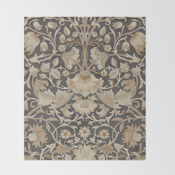William Morris Vintage Pure Lodden Charcoal Gold  Throw Blanket Gallery Image 2