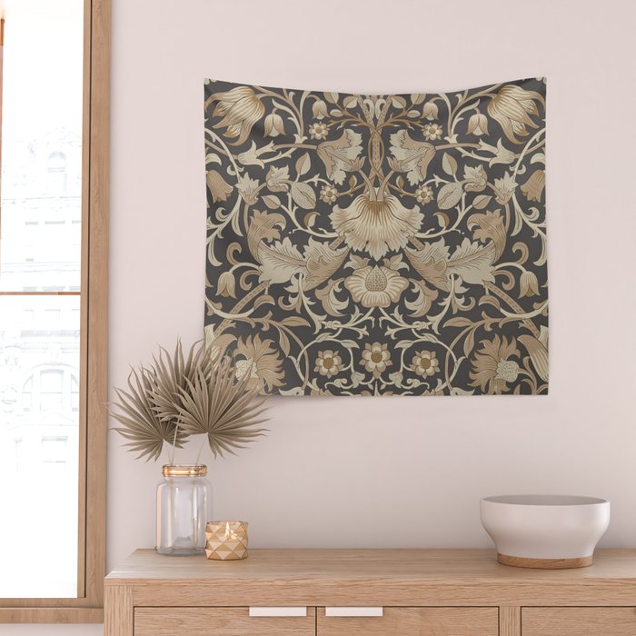 William Morris Vintage Pure Lodden Charcoal Gold  Wall Tapestry Gallery Image 2