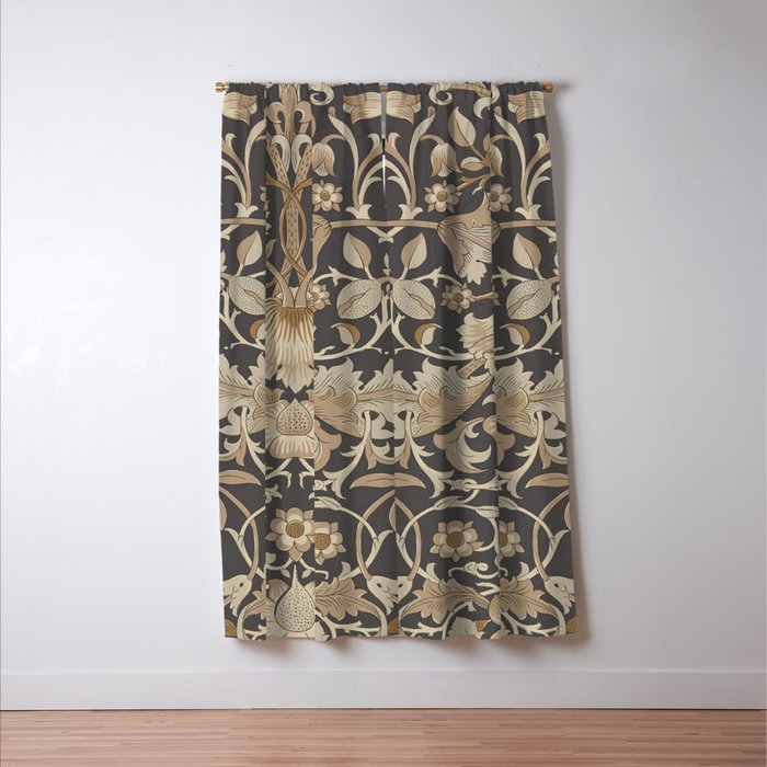 William Morris Vintage Pure Lodden Charcoal Gold  Window Curtain Gallery Image 3