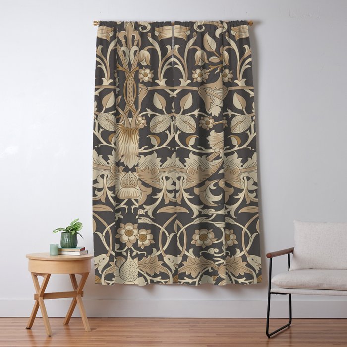 William Morris Vintage Pure Lodden Charcoal Gold  Window Curtain Gallery Image 5