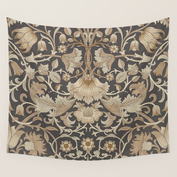 William Morris Vintage Pure Lodden Charcoal Gold  Wall Tapestry Gallery Image 4