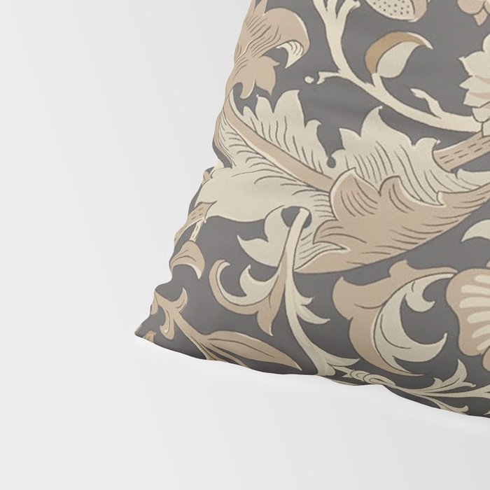 William Morris Vintage Pure Lodden Charcoal Gold  Pillow Sham Gallery Image 4