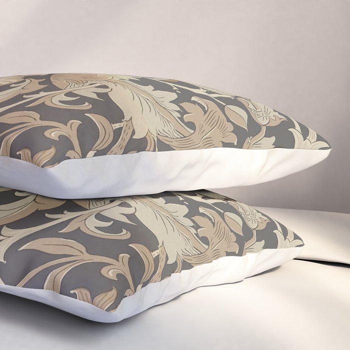 William Morris Vintage Pure Lodden Charcoal Gold  Pillow Sham Gallery Image 3