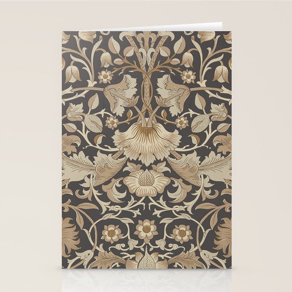 William Morris Vintage Pure Lodden Charcoal Gold  Stationery Card Gallery Image 1