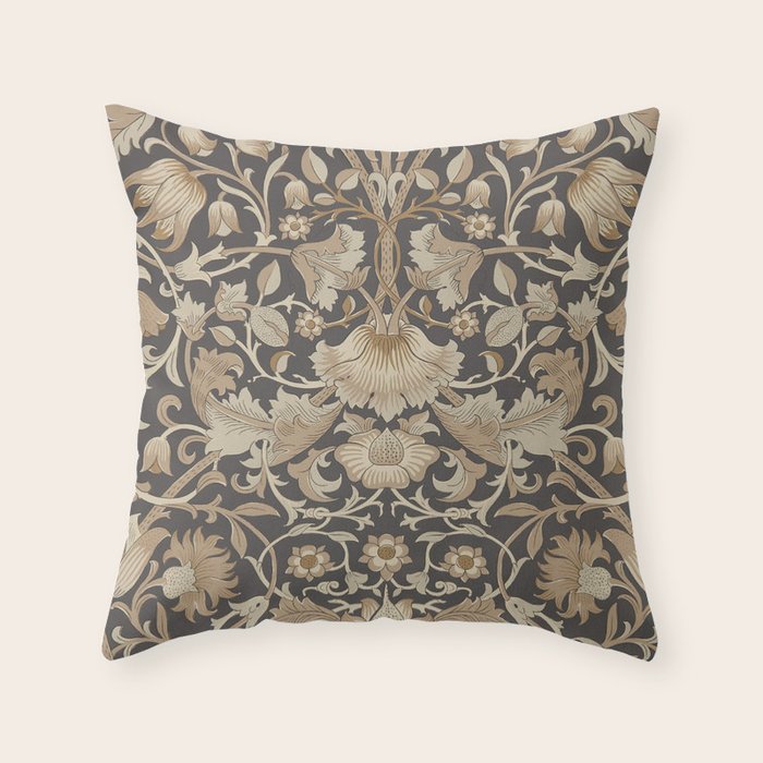 William Morris Vintage Pure Lodden Charcoal Gold  Throw Pillow Gallery Image 1