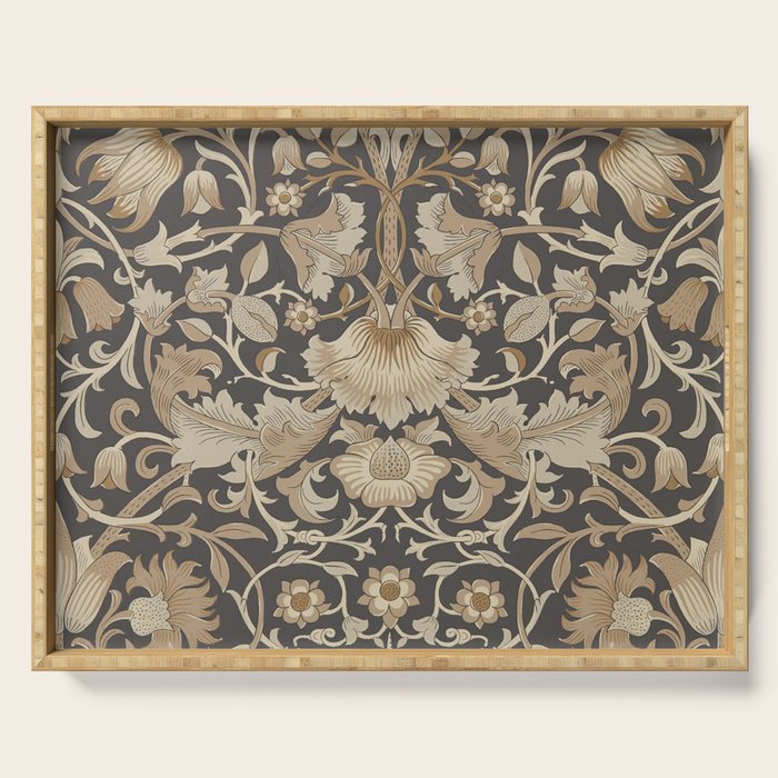 William Morris Vintage Pure Lodden Charcoal Gold  Serving Tray Gallery Image 1