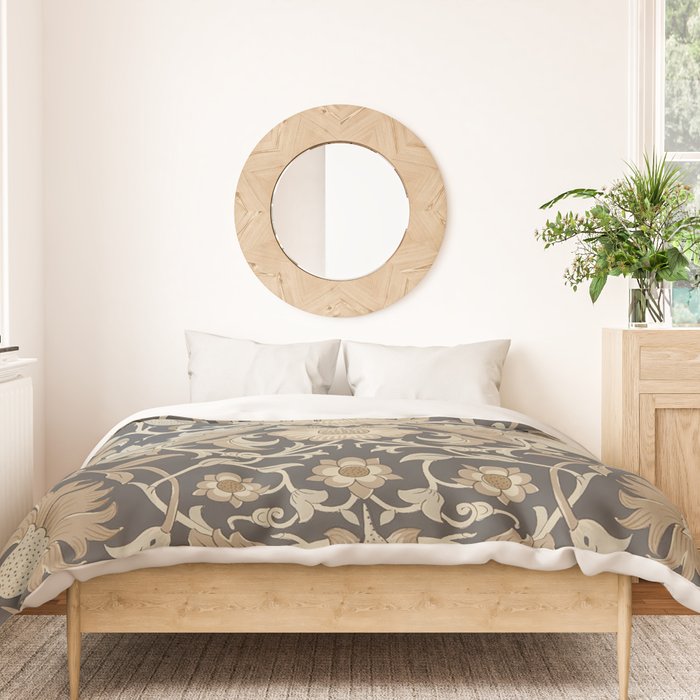William Morris Vintage Pure Lodden Charcoal Gold  Duvet Cover Gallery Image 3