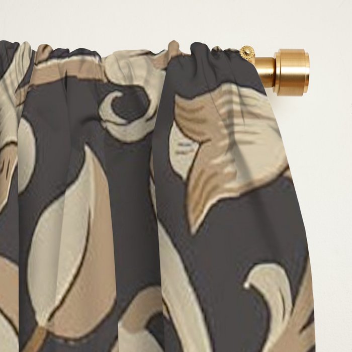 William Morris Vintage Pure Lodden Charcoal Gold  Window Curtain Gallery Image 2