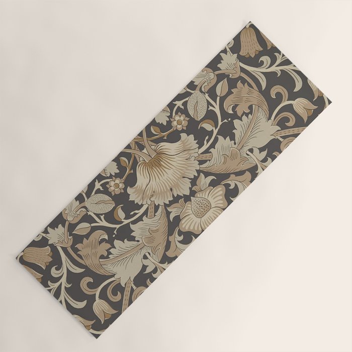 William Morris Vintage Pure Lodden Charcoal Gold  Yoga Mat Gallery Image 1