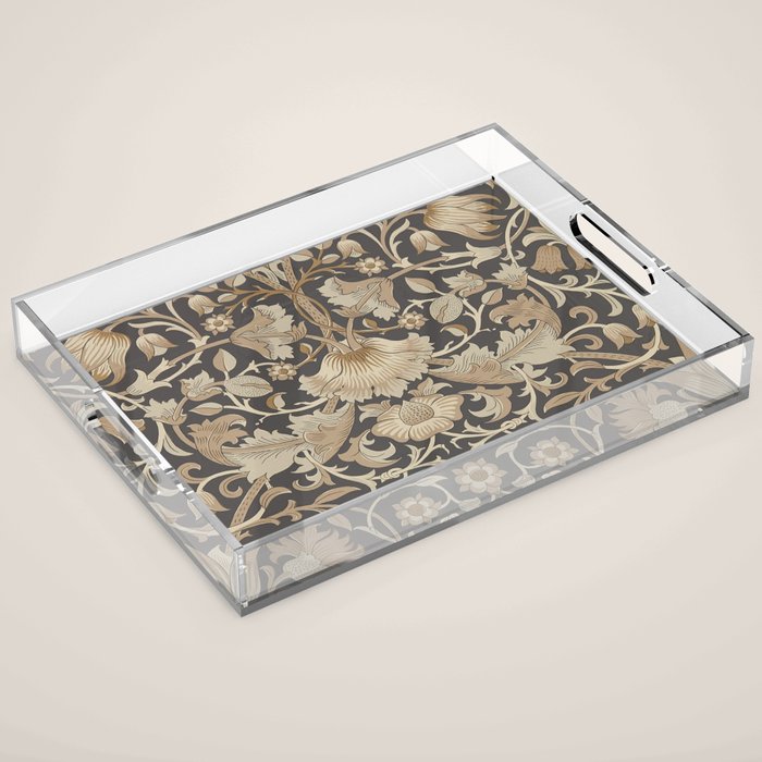 William Morris Vintage Pure Lodden Charcoal Gold  Acrylic Tray Gallery Image 1