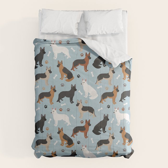 German Shepherd Dog Paws and Bones Pattern Comforter Gallery Image 6