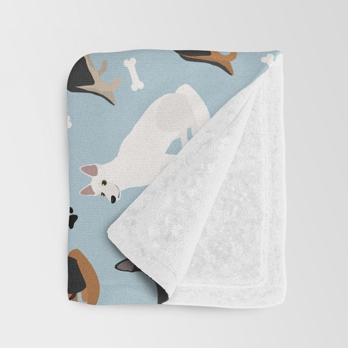 German Shepherd Dog Paws and Bones Pattern Throw Blanket Gallery Image 3