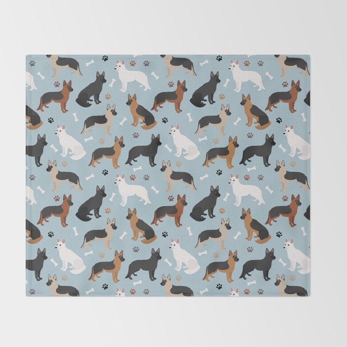 German Shepherd Dog Paws and Bones Pattern Throw Blanket Gallery Image 2