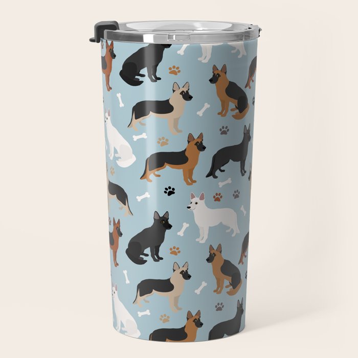 German Shepherd Dog Paws and Bones Pattern Travel Mug Gallery Image 3