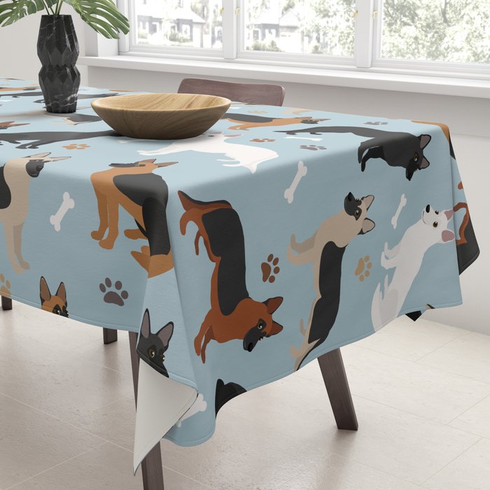 German Shepherd Dog Paws and Bones Pattern Tablecloth Gallery Image 3