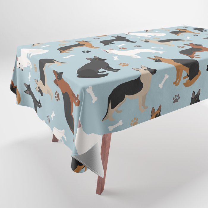 German Shepherd Dog Paws and Bones Pattern Tablecloth Gallery Image 1