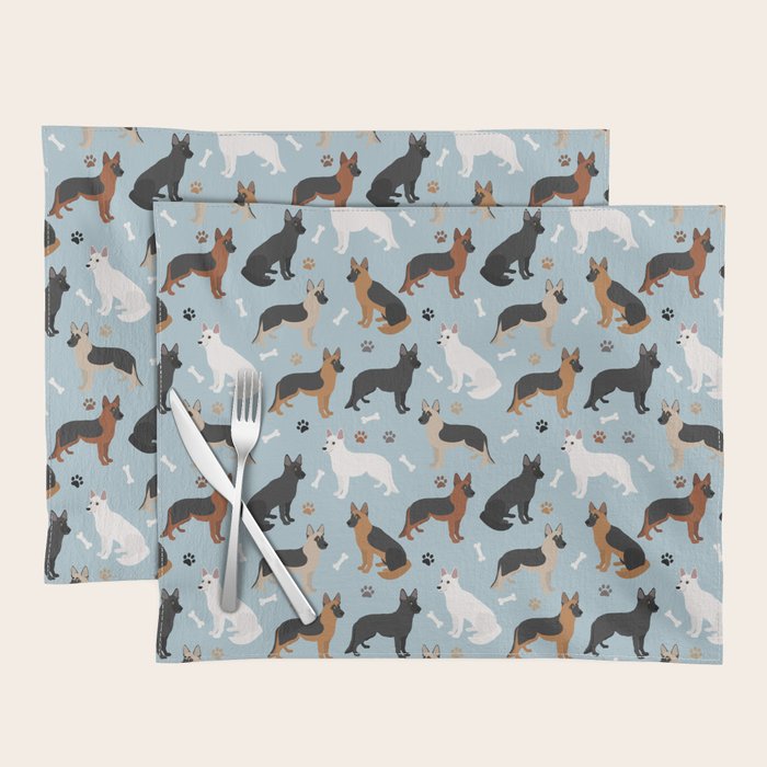 German Shepherd Dog Paws and Bones Pattern Placemat Gallery Image 1