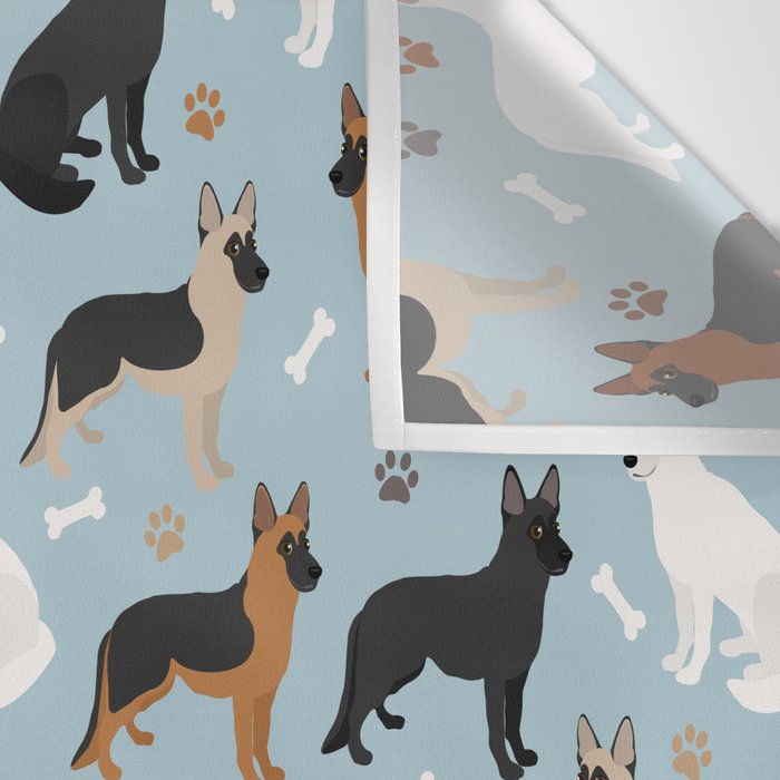 German Shepherd Dog Paws and Bones Pattern Wall Tapestry Gallery Image 3