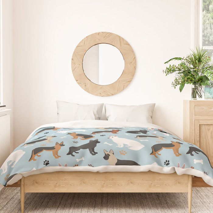 German Shepherd Dog Paws and Bones Pattern Duvet Cover Gallery Image 3