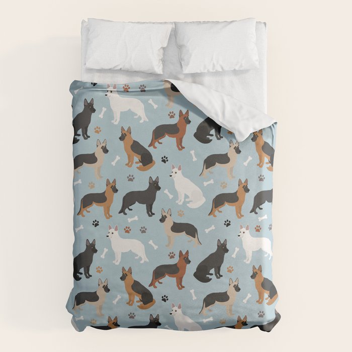 German Shepherd Dog Paws and Bones Pattern Duvet Cover Gallery Image 6