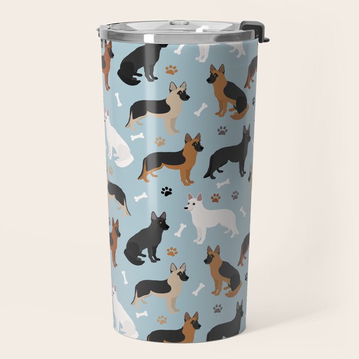 German Shepherd Dog Paws and Bones Pattern Travel Mug Gallery Image 2