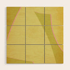Abstract green and pink shapes Wood Wall Art Gallery Image 1