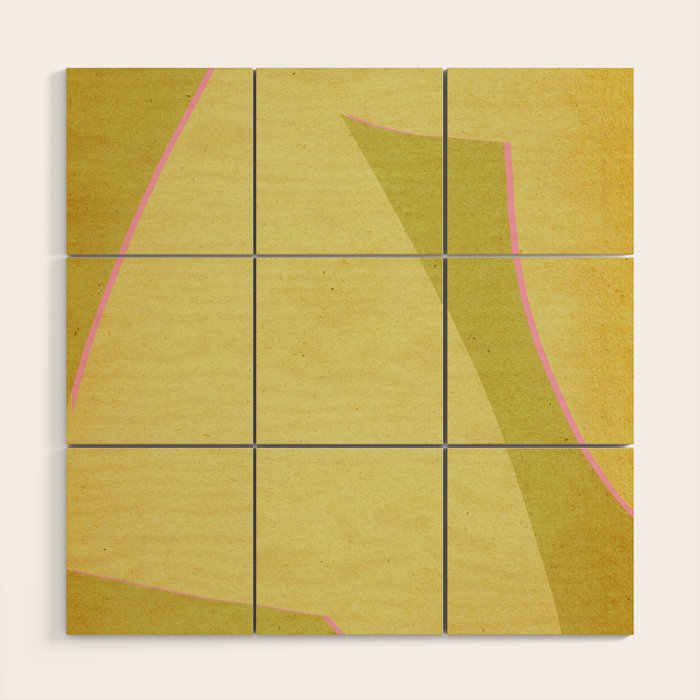 Abstract green and pink shapes Wood Wall Art Gallery Image 1