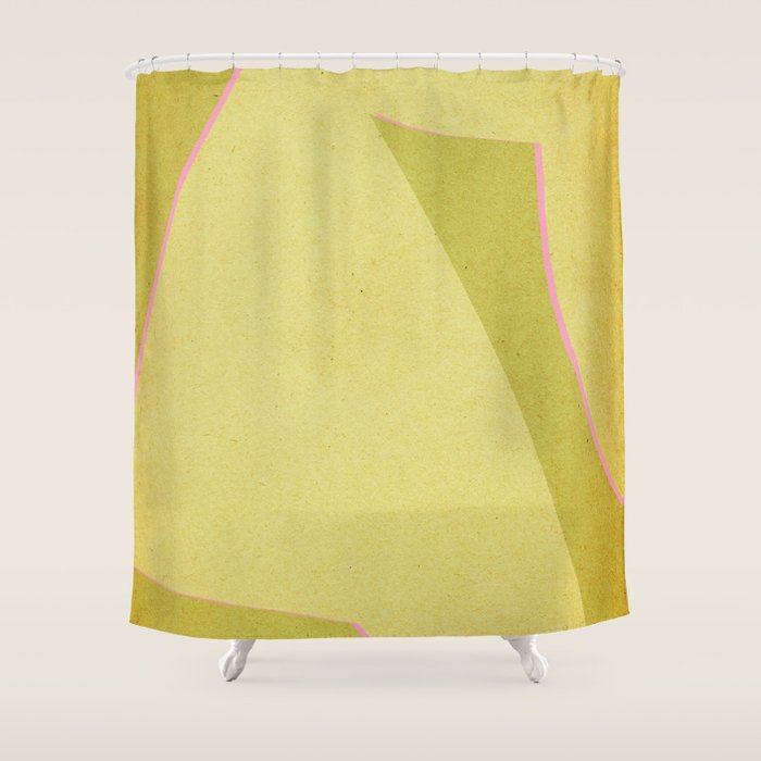 Abstract green and pink shapes Shower Curtain Gallery Image 1