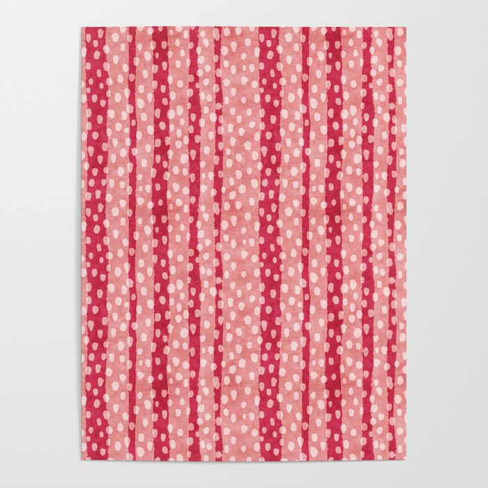 Dotted stripes - Red & pink Poster Gallery Image 4