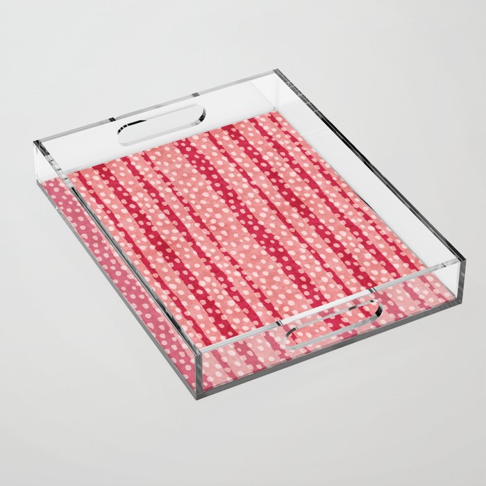 Dotted stripes - Red & pink Acrylic Tray Gallery Image 1