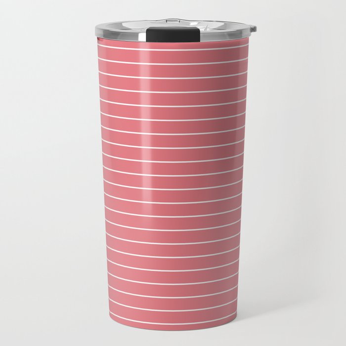 Minimal Arch XXIX Coral Pink Modern Geometric Lines Travel Mug Gallery Image 1