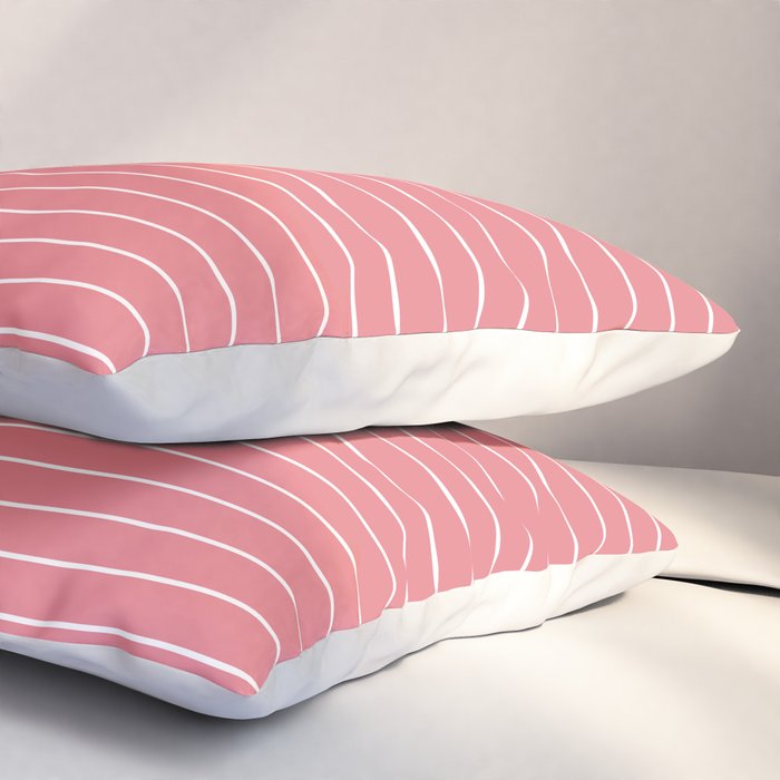 Minimal Arch XXIX Coral Pink Modern Geometric Lines Pillow Sham Gallery Image 3