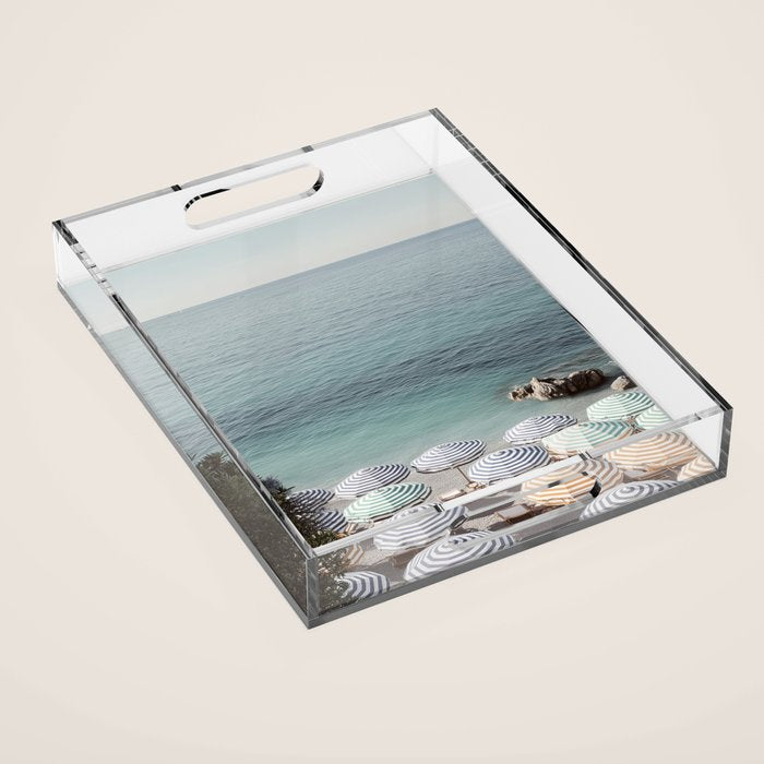 Seaside Patterns - Pastel Umbrella Coastal Print Acrylic Tray Gallery Image 1