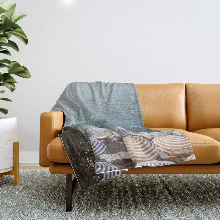 Seaside Patterns - Pastel Umbrella Coastal Print Throw Blanket Gallery Image 1