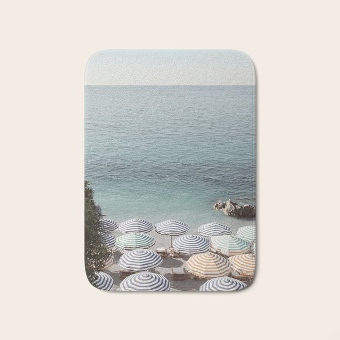 Seaside Patterns - Pastel Umbrella Coastal Print Bath Mat Gallery Image 1