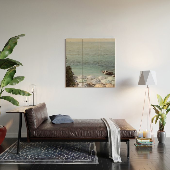 Seaside Patterns - Pastel Umbrella Coastal Print Wood Wall Art Gallery Image 2
